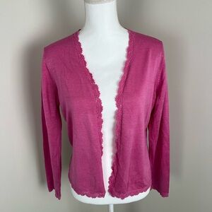 Bloomingdale's 100% Silk Fuchsia Cardigan